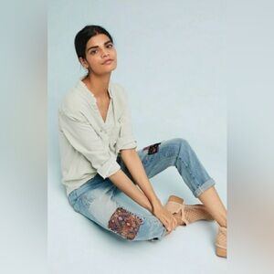 Pilcro & The Letterpress Anthropologie Patchwork Jeans NWT